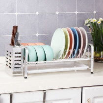 Space aluminum bowl rack Drain dishes plate rack Drying and washing cupboard supplies tableware storage box Kitchen shelf