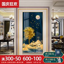 Home entrance decorative painting Nordic light luxury hanging painting Zhaocai Feng Shui Cai corridor vertical aisle decoration mural deer