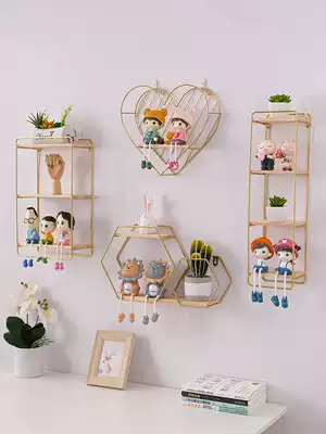 Punch-free room wall shelf creative background decoration frame wall storage shelf bedroom bedside wall pendant