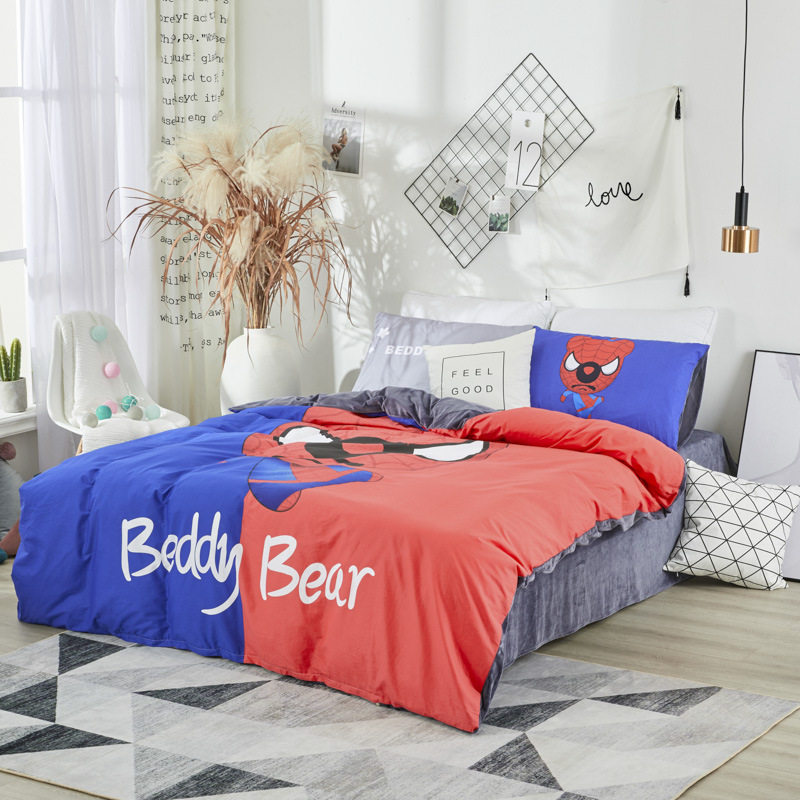 Clearance processing cup bear plus velvet home textile four-piece set children 1 5 meters adult 2 meters crystal fluff anti-static