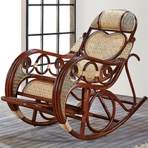 Rattan chair recliner rocking chair lazy middle-aged and elderly real Vine Chair leisure rocking chair to send parents nap chair carefree chair