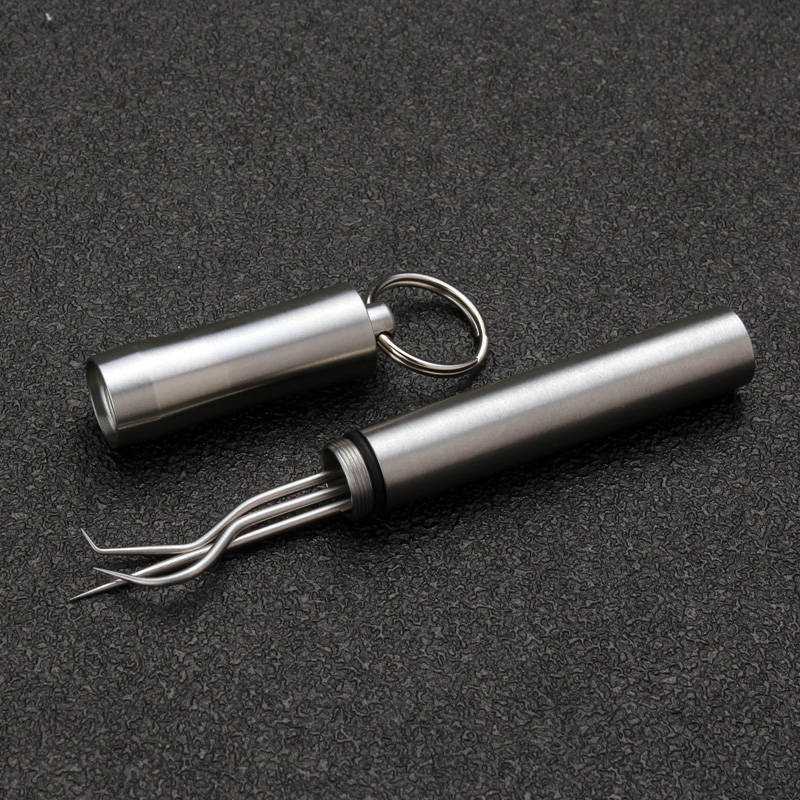 304 stainless steel household portable toothpick box storage bucket Dental floss needle set Artifact tool portable seal waterproof