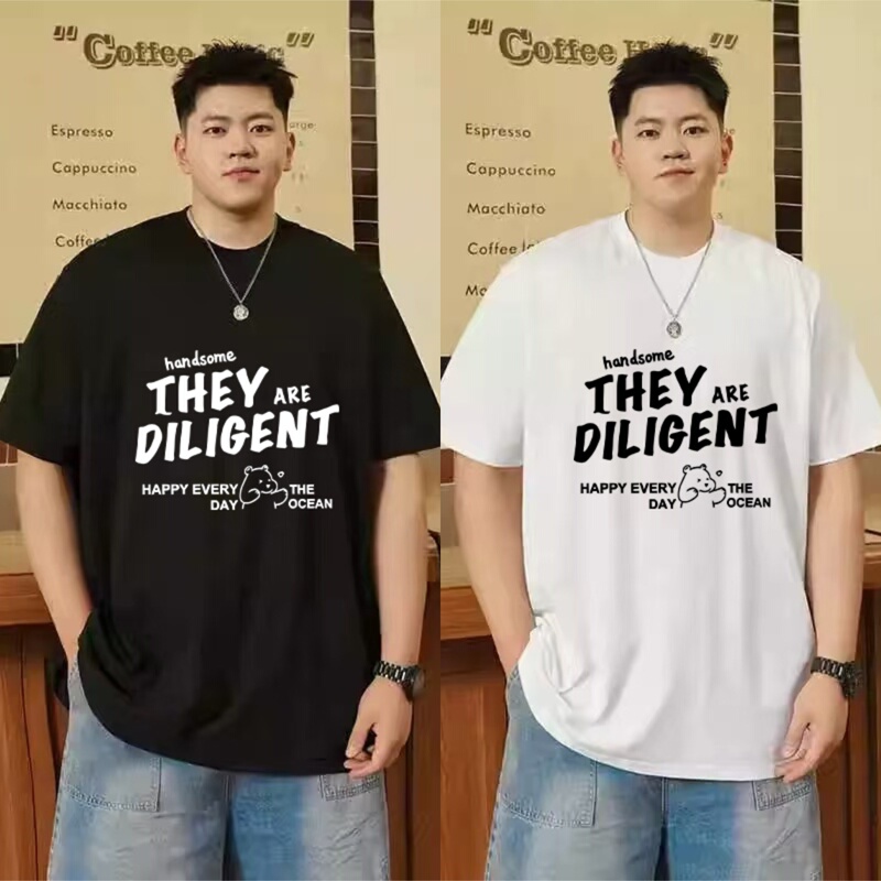 Extra Large Size Pure Cotton Short-Sleeved T-Shirt for Men, Summer Plus Size, Loose Fit for Big Guys, Trendy Casual Half-Sleeve