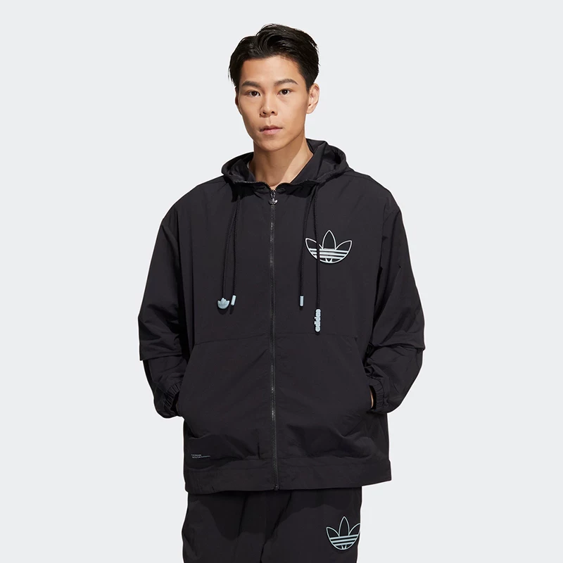 Черная спортивная куртка Adidas для отдыха с капюшоном, 2018