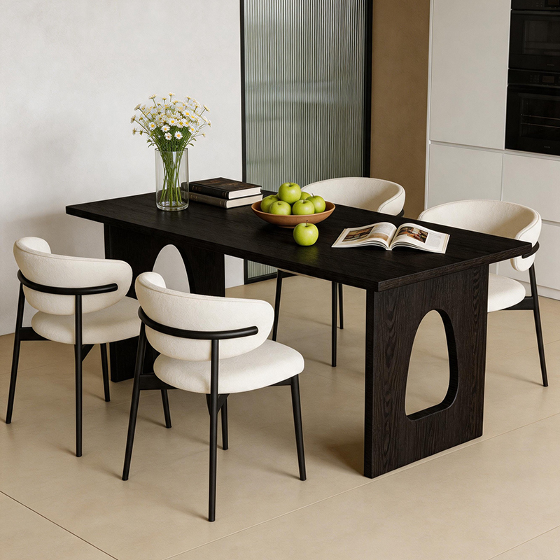"Through Light" Italian-Style Minimalist Solid Wood Dining Table and Chair Set for Home Use, Rectangular Table with Four Chairs, Suitable for Small Apartments "Through Light" Italian-Style Minimalist Solid Wood Dining Table and Chair Set for Home Use, Rectangular Table with Four Chairs, Suitable for Small Apartments