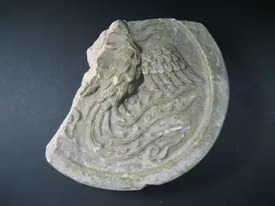 Bao Lao Bao Zhen Ming early Nanjing Official Kiln green glaze flying phoenix pattern large tile ancient porcelain specimen