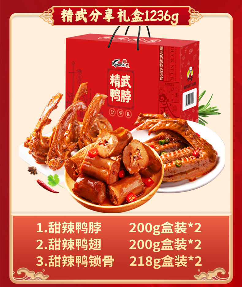 【拍两件】精武鸭脖年货零食大礼包