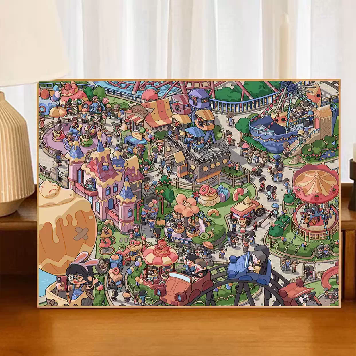 欢乐游乐园】DIY数字油画治愈网红八代解压填色丙烯手工装饰