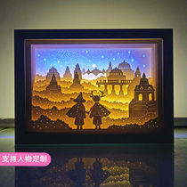 Light encounters Xiagu Chendao surrounding paper carving lights decorative lights handmade materials three-dimensional light and shadow carved paper lights birthday gifts