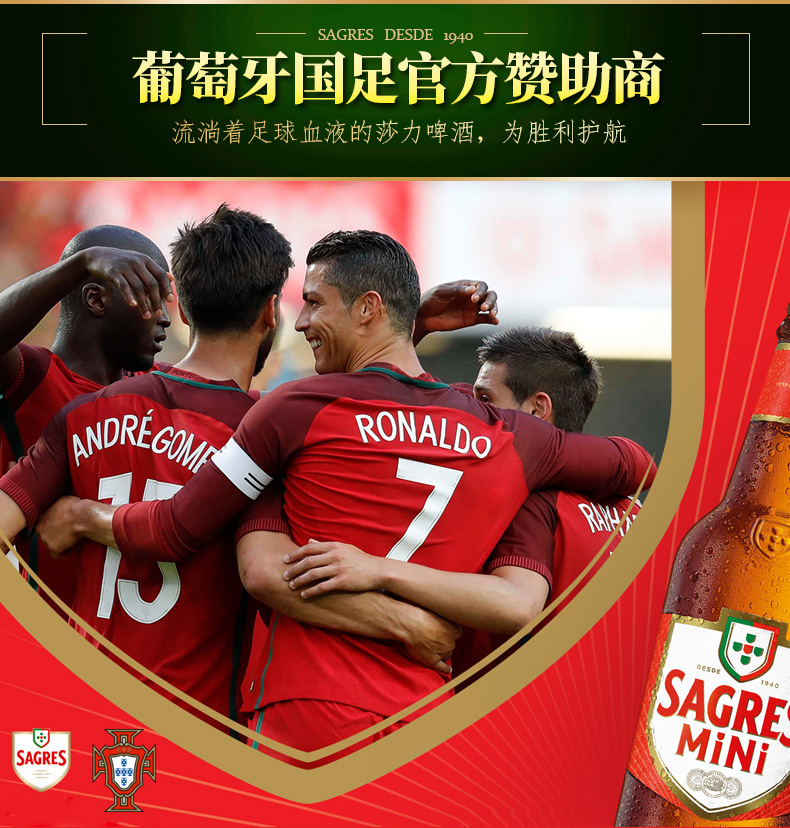 葡萄牙国足赞助商 SAGRES 莎力 黄啤 250ml*12瓶 图2