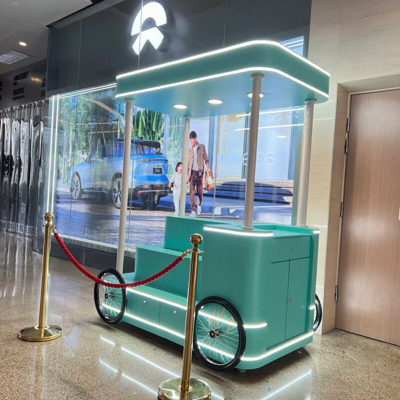 Modern Minimalist Dining Cart, Mobile Sales Kiosk, Commercial Stall Cart, Push Cart, Mall Display Promotion Cart, Commercial Display Cabinet