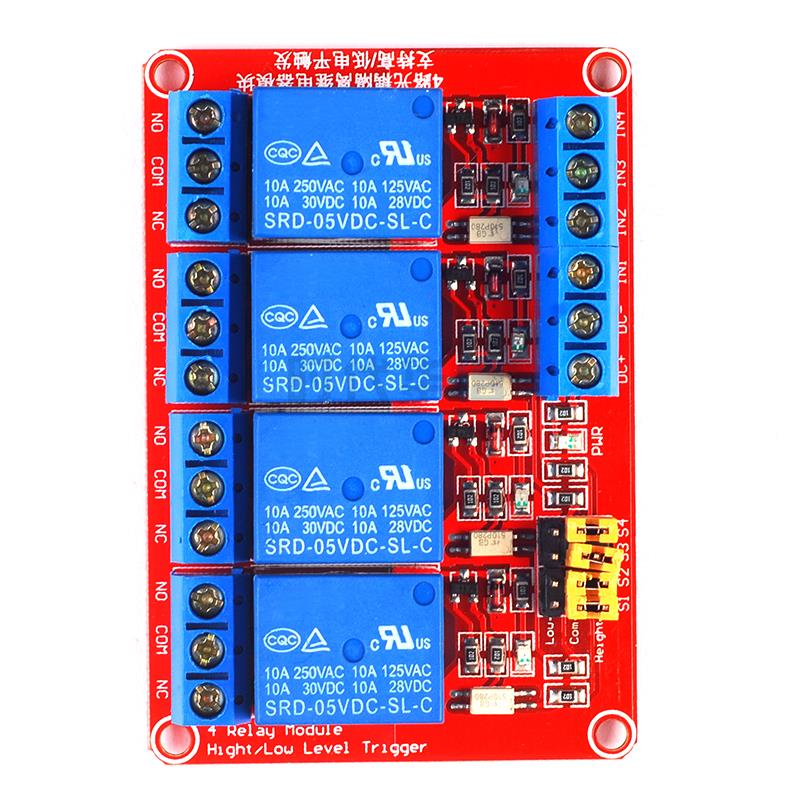 4-way electromagnetic relay module High and low level trigger PLC driver module 5v12v24v relay control board