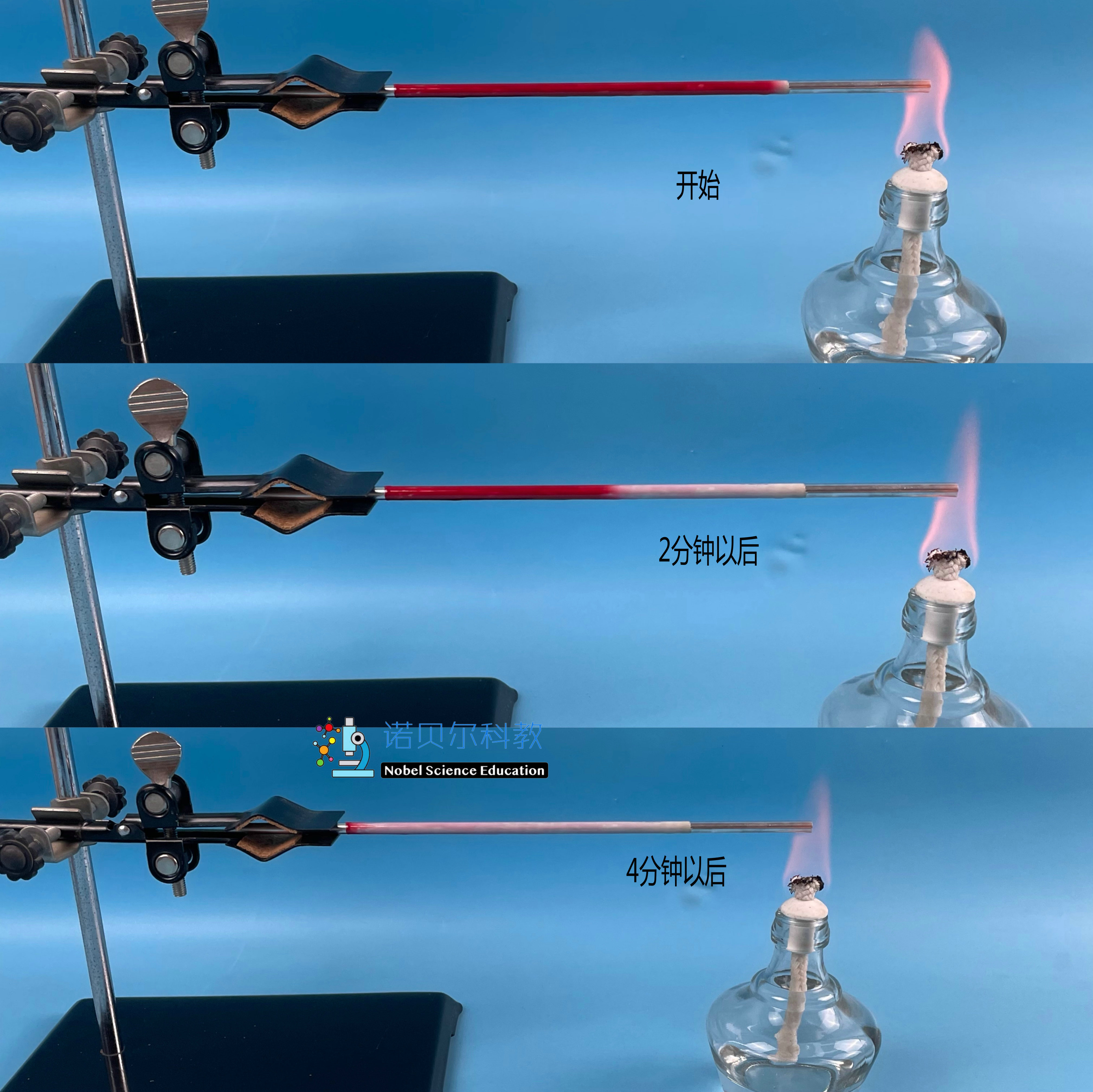 涂了红色温变油墨的铝棒250*5mm诺贝尔观察热在金属条中的传播