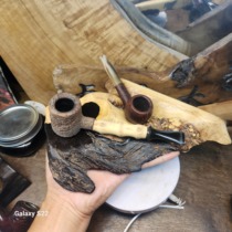 High-end handmade solid wood conformable purple sandalwood pipe rack original leather style straight curved pipe display bracket seat