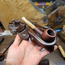 Hand-carved lotus root Laos rosewood unit pipe rack solid wood universal straight curved pipe display bracket seat