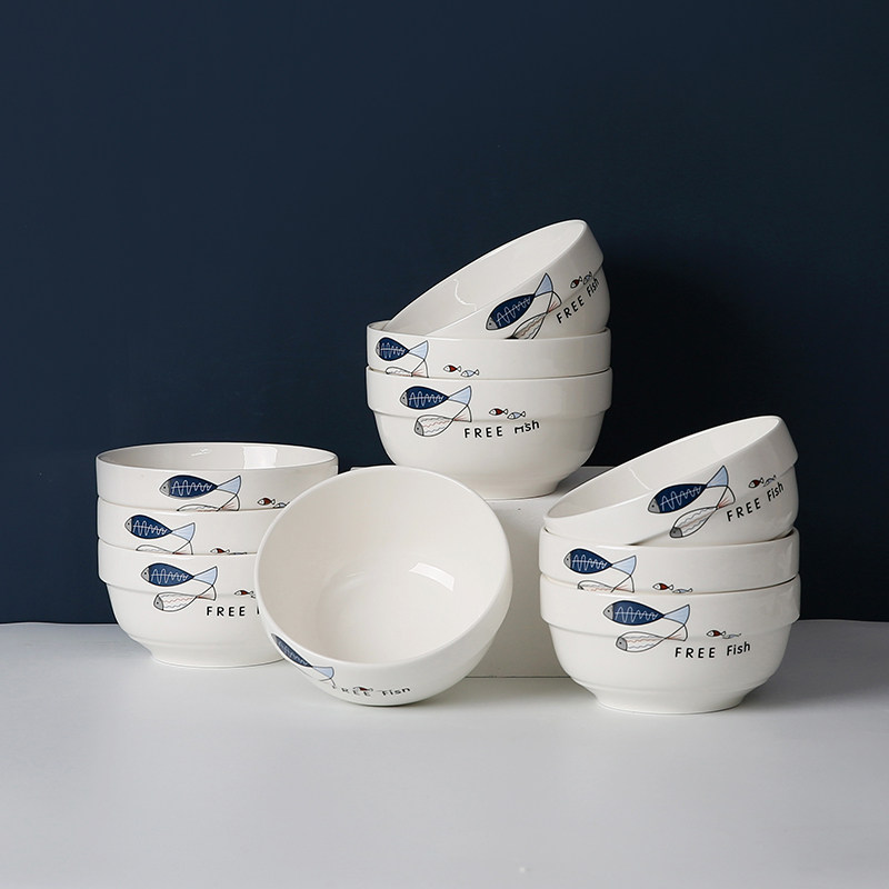 Jingdezhen Dish Dishes Suit Home Cute Creative Dining Dinner Plate Combined Microwave Oven Special Ceramic Cutlery 4 People