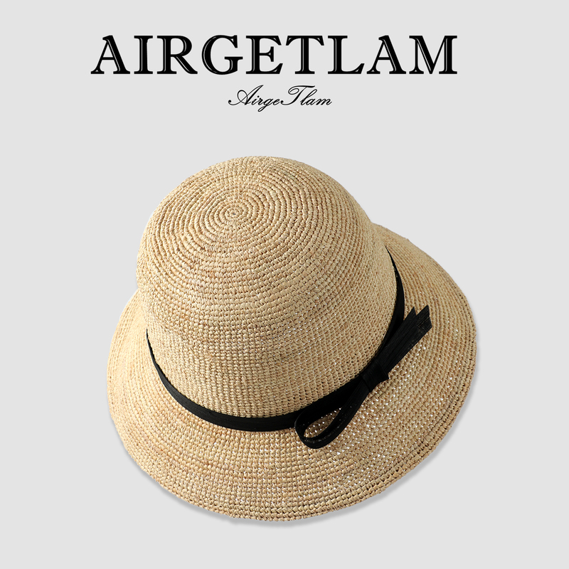 Airgetlam/Japanese Imported Raffia Woven Fisherman's Hat for Women, Summer Beach Vacation French-Style Sun Hat Airgetlam/Japanese Imported Raffia Woven Fisherman's Hat for Women, Summer Beach Vacation French-Style Sun Hat