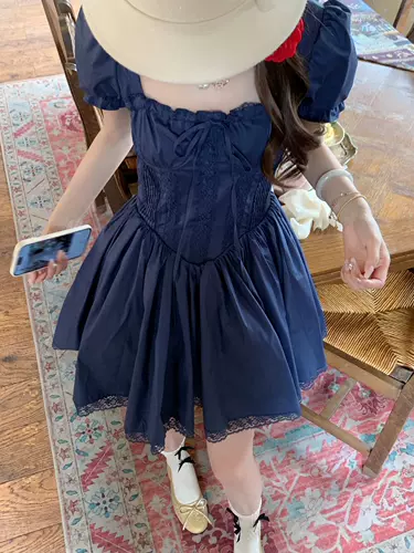 Платье, летний корсет для принцессы, юбка, французский стиль, квадратный вырез, подходит для подростков, юбка-пачка