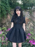 Черное небольшое платье, летняя юбка для принцессы, французский стиль, китайский стиль, подходит для подростков, юбка-пачка