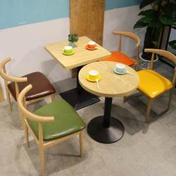 Dining Chair, Home Chair with Backrest, Horn Chair, Stool, Simple Table and Chair, Restaurant Internet-Famous Iron Chair, Nordic-Style Faux Wood Chair