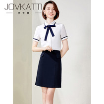 High-end professional shirt set womens summer short-sleeved hotel front desk reception overalls beauty salon jewelry shop tooling