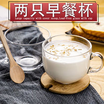 Glass Household mug with lid spoon Drinking cup Creative personality trend cat claw cup Milk cup Breakfast cup