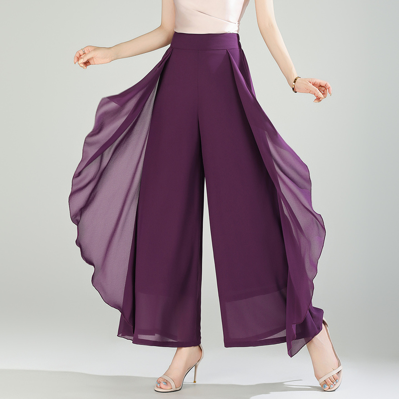 Chiffon Wide-Leg Pants for Women, Summer Thin High-Waisted Slimming Dance Pants, Fairy Pants, Fashionable Long Skirt Pants Chiffon Wide-Leg Pants for Women, Summer Thin High-Waisted Slimming Dance Pants, Fairy Pants, Fashionable Long Skirt Pants