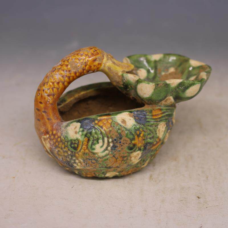 Tang Tri-colored Duck Type Oil Lamp Unearthed Duck Type Pen Wash Antique Ancient Play Old Stock Old Stock Imitation Ancient Made Old Porcelain to Play