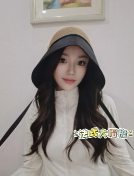 Large brim bucket hat women's summer face-covering sun hat anti-uv fisherman hat travel straw hat
