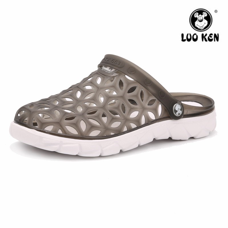 Luo Ken giày lỗ nam Phiên bản tiếng Hàn của dép đi biển Giày đế xuồng nam nửa dép trượt baotou đôi dép giản dị - Dép dép quai ngang adidas