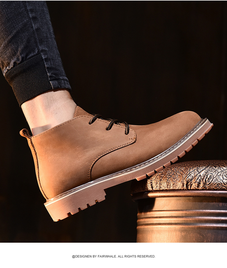 Giày bốt nam Mark Huafei Giày bốt nam cao cổ bốt da cao cổ Anh chelsea boot zara