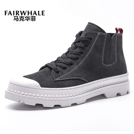 马克华菲2018春季新款男鞋真皮休闲鞋子韩版