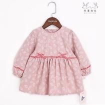 Baby girl overshirt cotton autumn winter girl waterproof princess baby anti-dressing eating clothes around the childrens rice pocket protective clothing