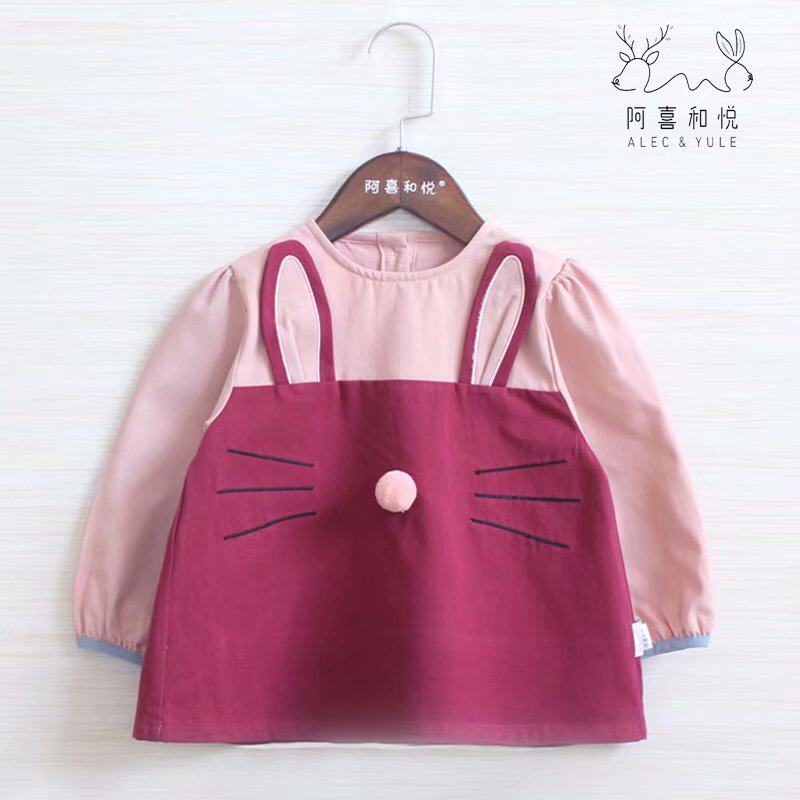 Ah Xi Heyue Princess cover girl qybb Rabbit baby waterproof dinner dress Baby bib cotton anti-dirty
