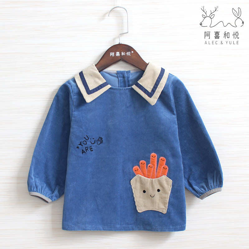 19 AUTUMN WINTER PURE COTTON LIGHT CORE SUEDE BOY CHILD PROTECTIVE CLOTHING WATERPROOF ANTI-DIRTY ANTI-WEAR HOOD CLOTHES BABY DINNER BIB POCKET