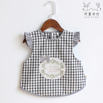 A hi and yue baby blouse girl cute cotton apron rice pocket sleeveless baby tank top type meal jacket waterproof