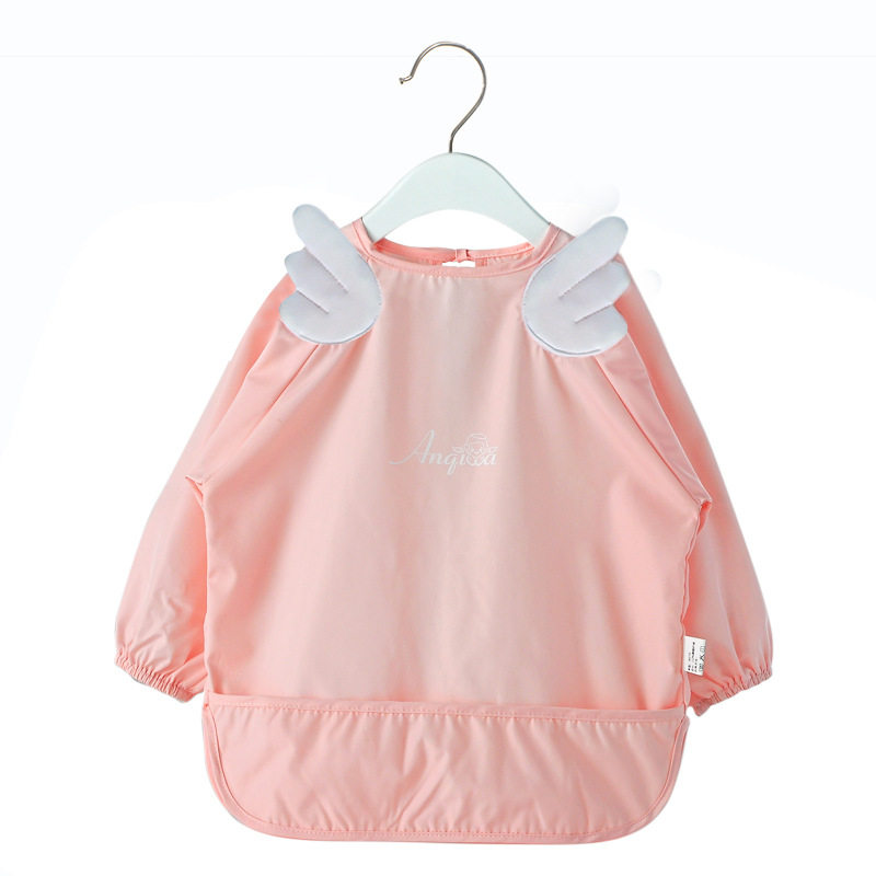 Baby waterproof feeding clothes Angels winged hood clothes and women's baby anti-dirty drawing clothes Children's kindergarten eating clothes