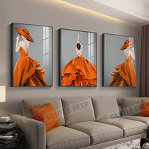 Simple modern living room decoration painting Nordic light luxury triple mural Net red character sofa background wall painting hanging painting
