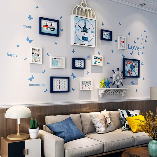 Средиземноморская фоторамка для фото, подвесная стена, персонализированная креативная наклейка на стену в сочетании с птичьей клеткой, гостиной, диваном, фоном, украшением стены