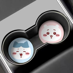 Jiyikawa Cute Car Water Coaster Door Slot Storage Mat Car Interior Supplies Cartoon Car Anti-Slip Mat