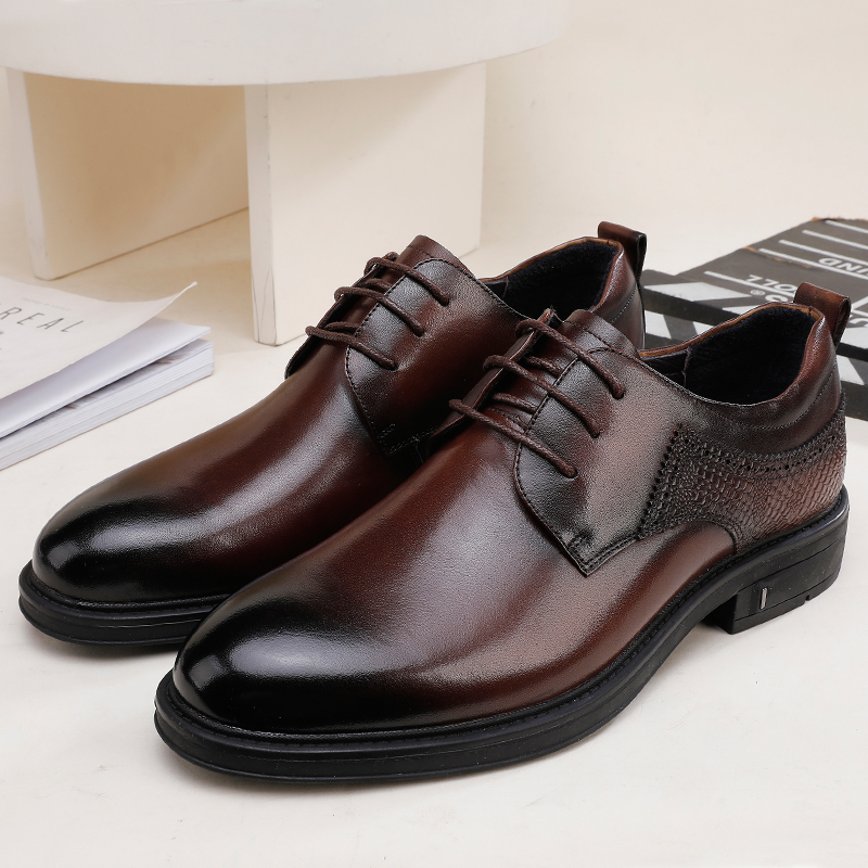 Italian business leather shoes male leather English high-end simple dress men's shoes head cow leather and Korean tide casual shoes