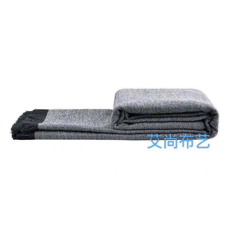Soft model house Nordic simple modern American new Chinese bed blanket gray blue cotton linen scarf blanket