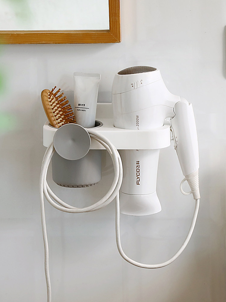 Winding hair dryer rack Hole-free bathroom powder room storage shelf Hair dryer rack Wall-mounted hair dryer rack