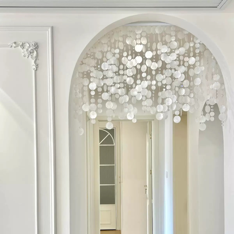 Natural Shell Disc Bead Curtain Romantic Wedding Stage Props Partition Decoration Hanging Curtain Door Curtain No-Drill Wind Chime