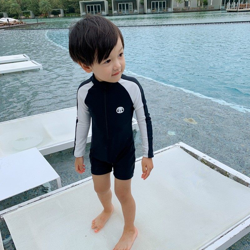 Child bathing suit boy with long sleeve sunscreen and quick dry swimsuit baby boy seaside beach spa swimsuit