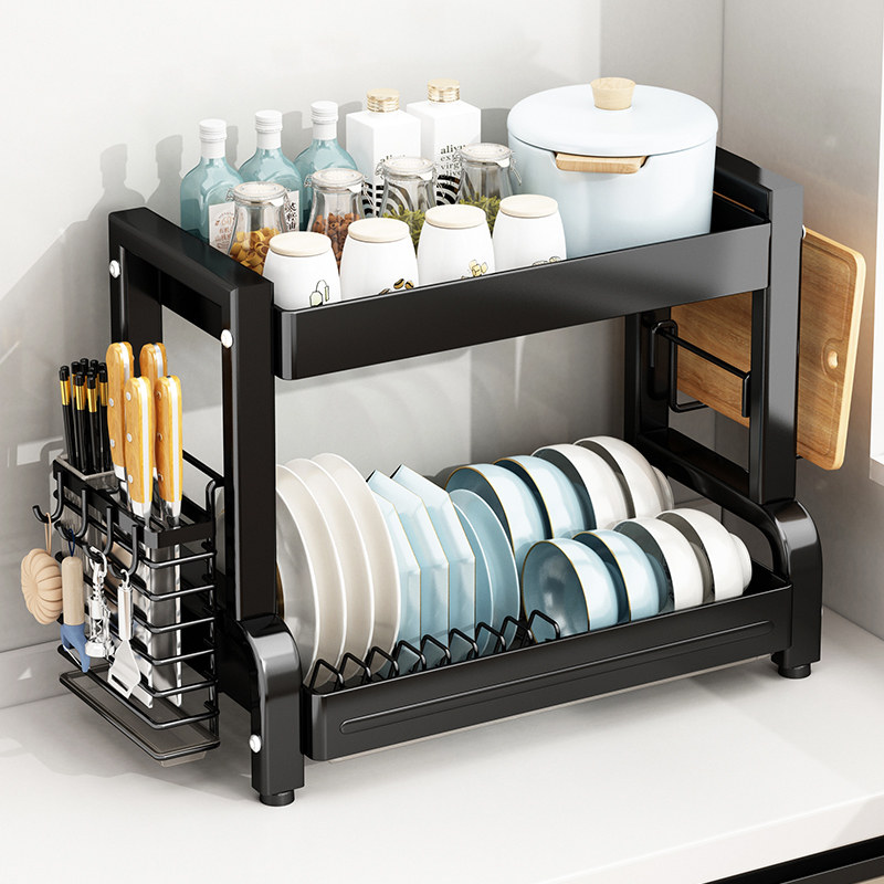 厨房置物架台面碗碟调料一体架家用多功能刀筷砧板调料碗盘收纳架