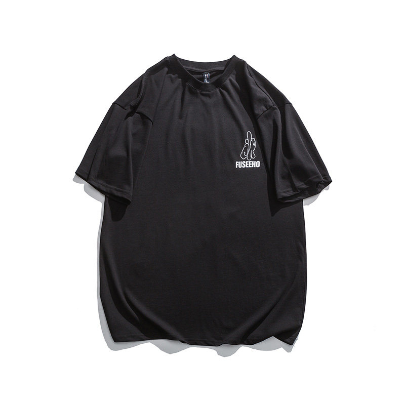 Short sleeve T-shirt men with pure cotton collar loose jacket tops summer new trend printing pure color casual in