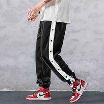 Row Buttoning Pants Fall Thickening Loose Sport Long Pants Cba Basketball Training Pants Men Buttons PANTS BUNCHES PANTS