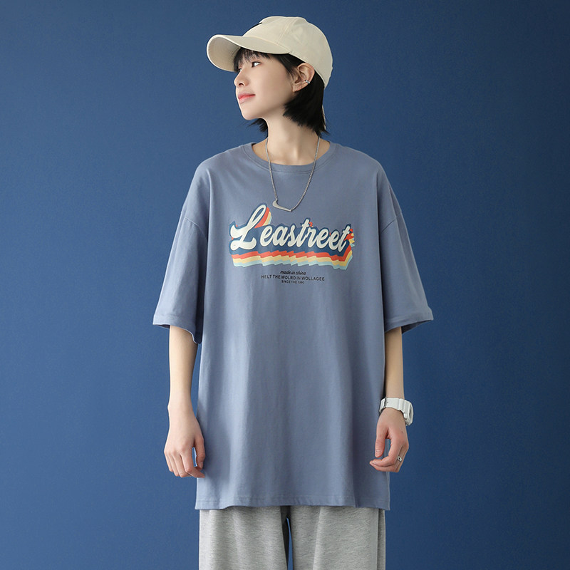 Short sleeves men leisure blouse 2021 summer tide tide tide round collar casual and pure tops five - point sleeves