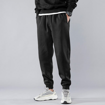 Sports pants mens 2021 spring new casual pants loose closure leg tie cotton pants spring and autumn all-round tie leg guard pants